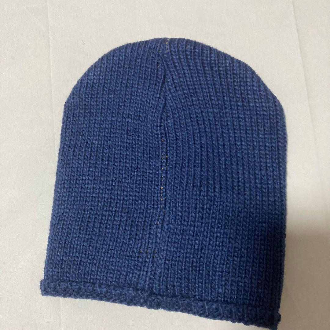 Stussy ニット帽 ネイビー/イエロー Sロゴ