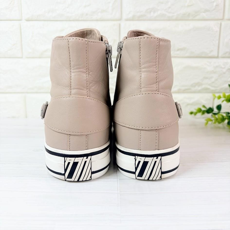 アッシュ VIRGIN ベルト ハイカット スニーカー グレージュ 本革