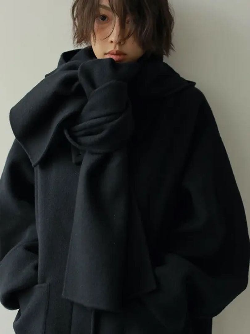 【美品】ETRE TOKYO フーディストールリバーショートコート ブラック S