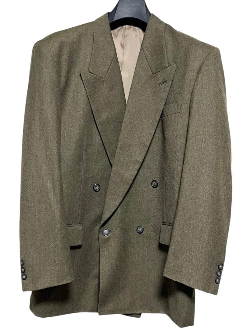 レア　90sヴィンテージ　ダブルスーツセットアップ　カーキ　サイズM