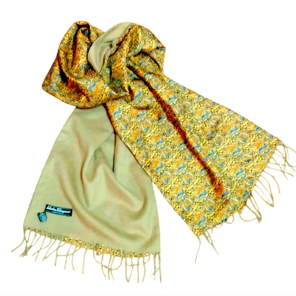 Salvatore Ferragamo シルク100％×カシミア100％マフラー