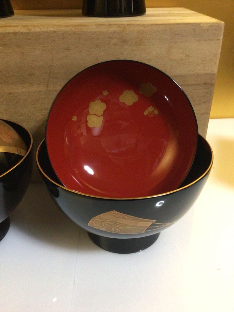 輪島塗 豪華蒔絵 祝椀 ４客セット 共箱付き