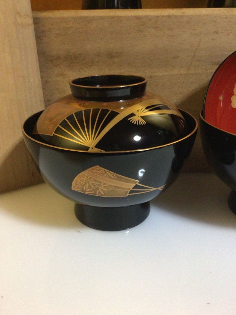 輪島塗 豪華蒔絵 祝椀 ４客セット 共箱付き