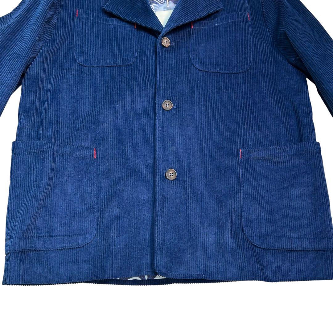 【新品タグ付き】KARAKU コーデュロイカバーオール 2XL ネイビー 波柄