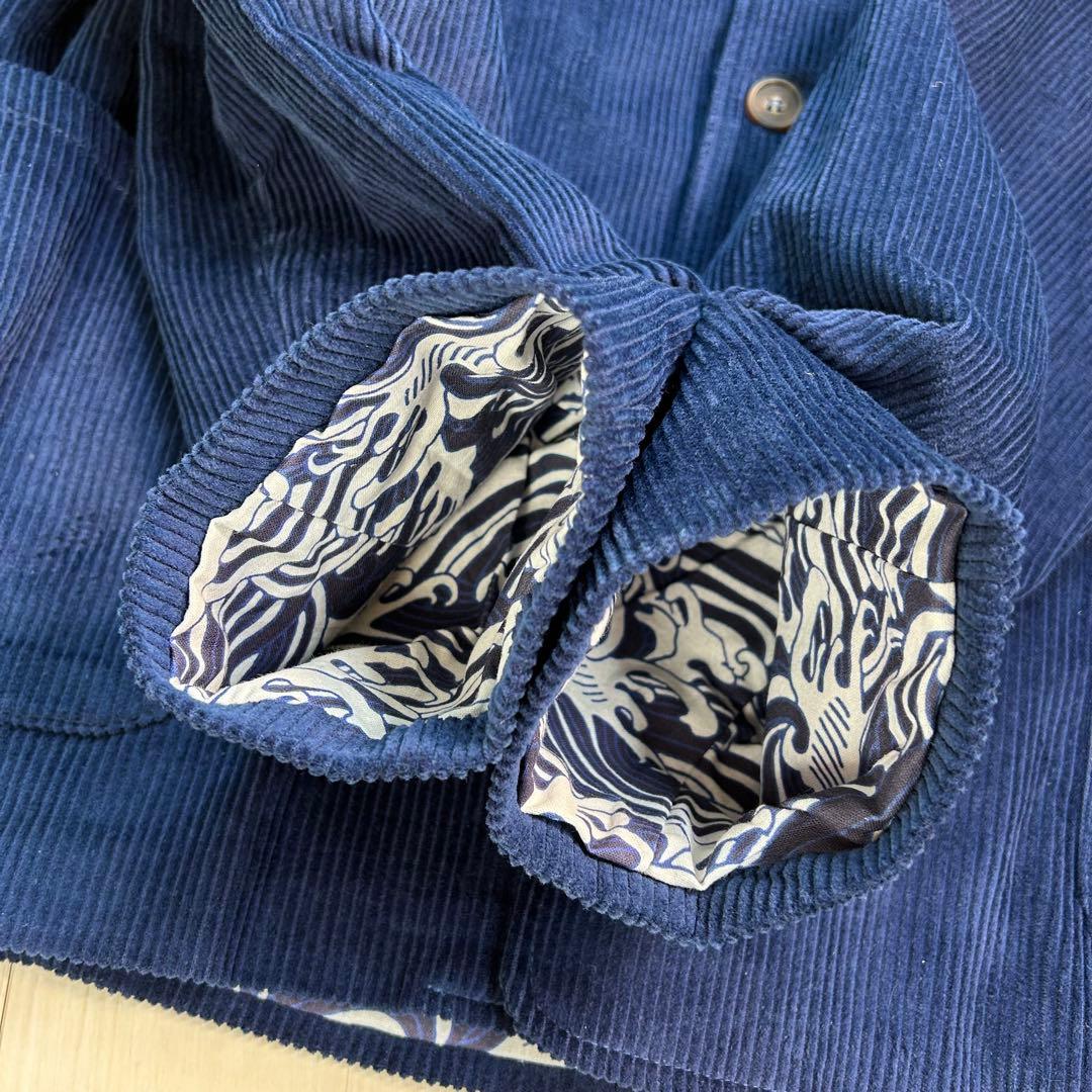 【新品タグ付き】KARAKU コーデュロイカバーオール 2XL ネイビー 波柄