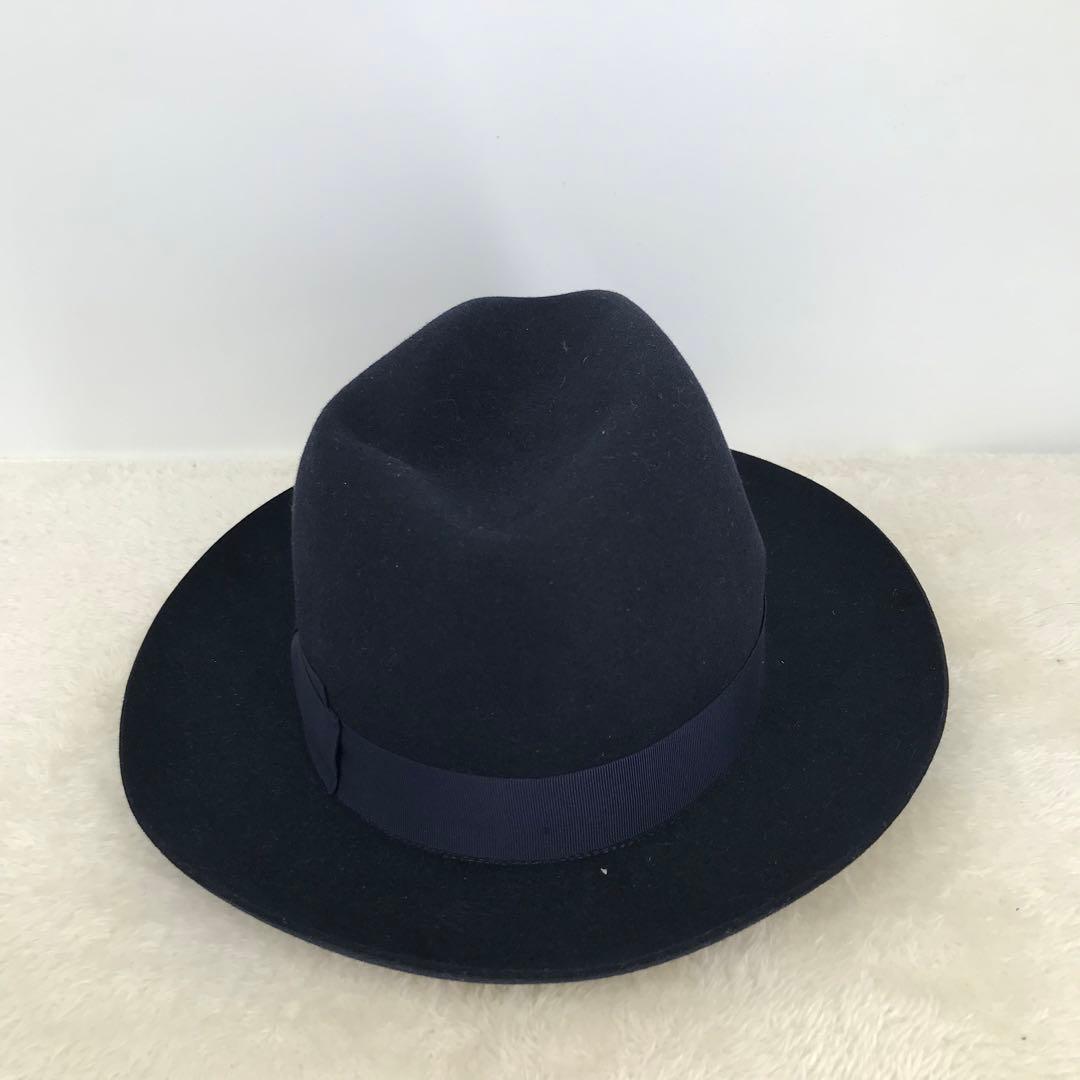 【未使用】ボルサリーノ　ハット　ネイビー　58