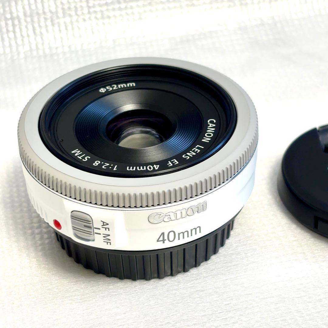 【美品】Canon EF40mm F2.8 STM ホワイト（フィルター付）
