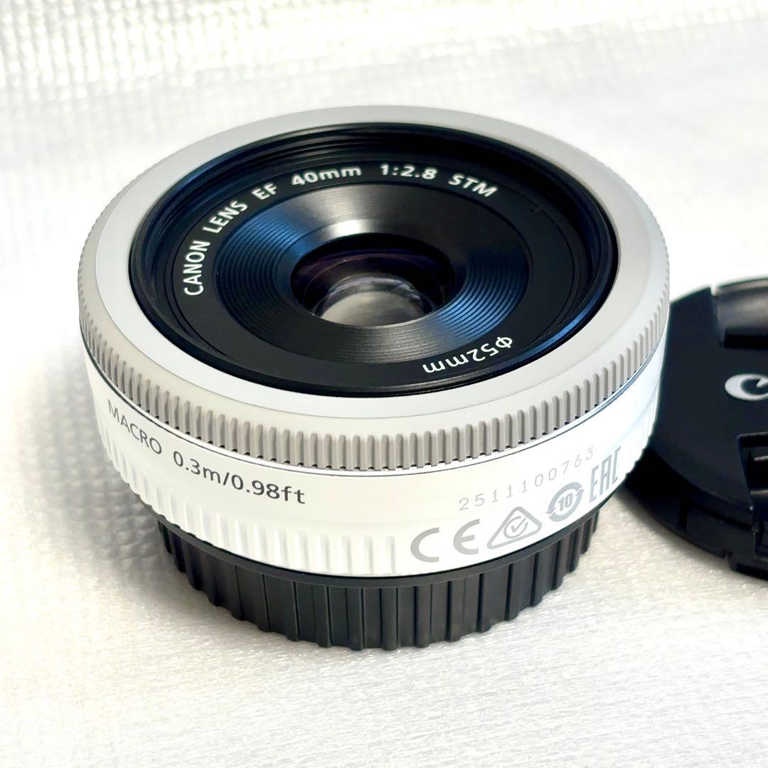 【美品】Canon EF40mm F2.8 STM ホワイト（フィルター付）