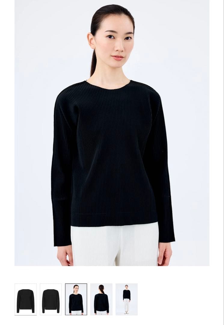 トップス me ISSEY MIYAKE FINE KNIT PLEATS BLACK