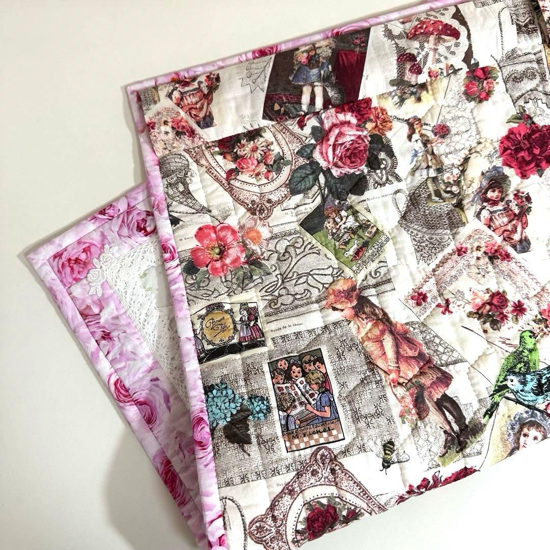 ヘキサゴンパッチワークの ローズリース