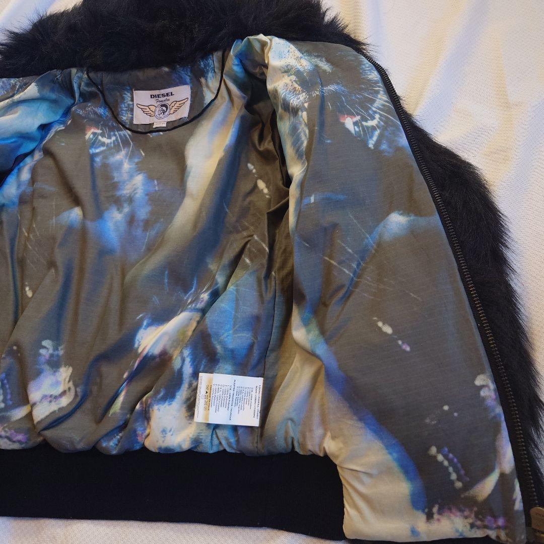 DIESEL ディーゼル　フェイクファー コート ジャケット ブラック XS