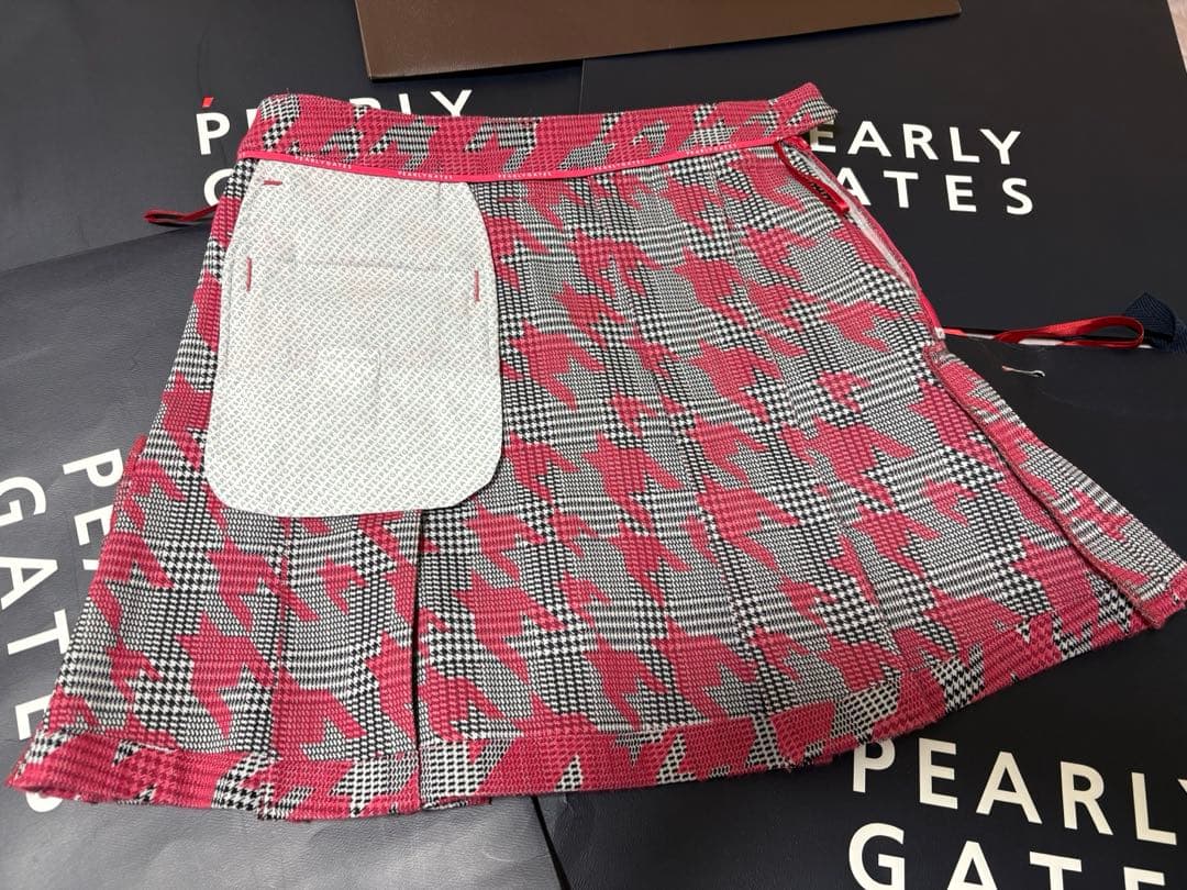 PEARLY GATES ピンク チェック柄スカート