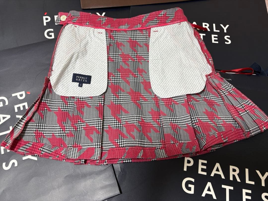 PEARLY GATES ピンク チェック柄スカート