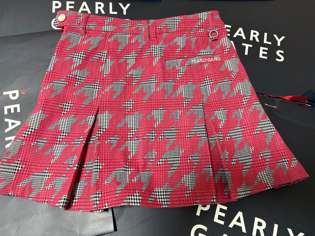 PEARLY GATES ピンク チェック柄スカート