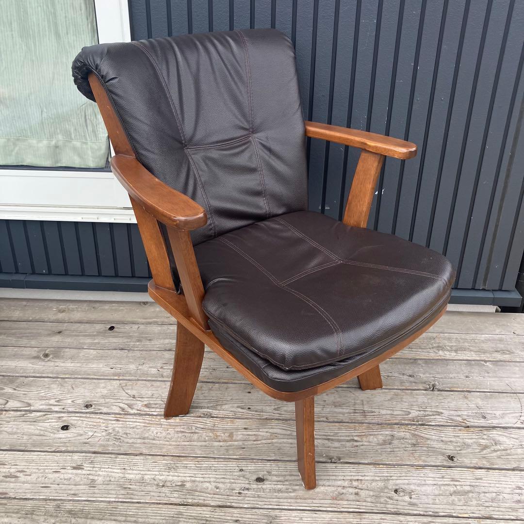 北欧レトロ 回転式 木製椅子 アームチェア ダイニングチェア カントリー 古家具