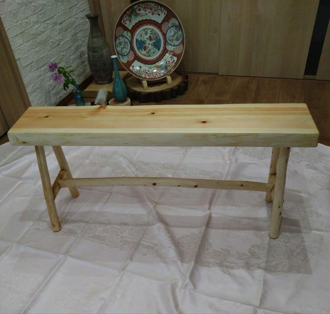 檜のベンチ（71）樹齢約70年、檜の原木の模様、年輪が綺麗に出ております