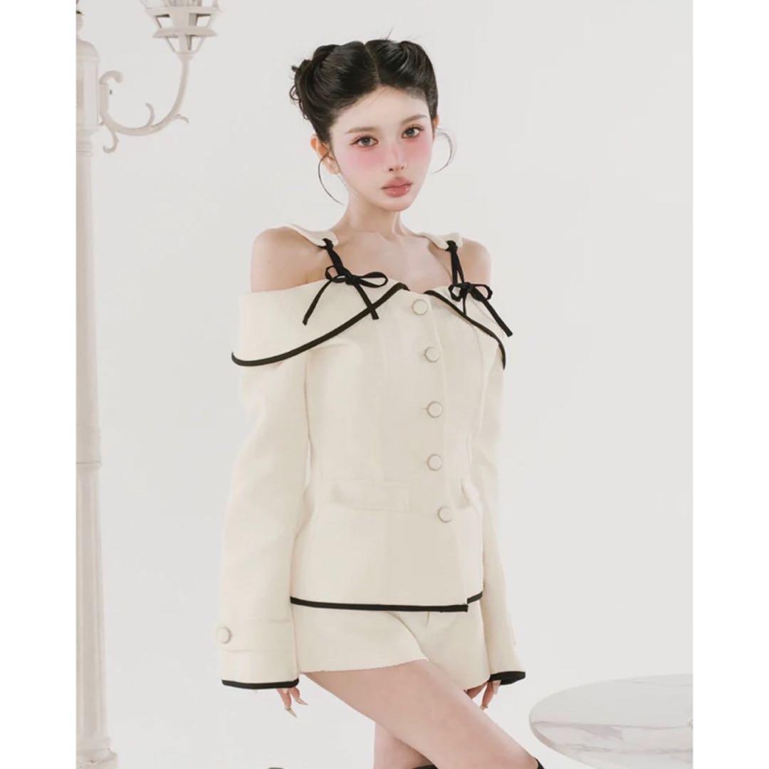 新品未開封 ダーリッチ ボンディングツイードオフショルチュニック　S