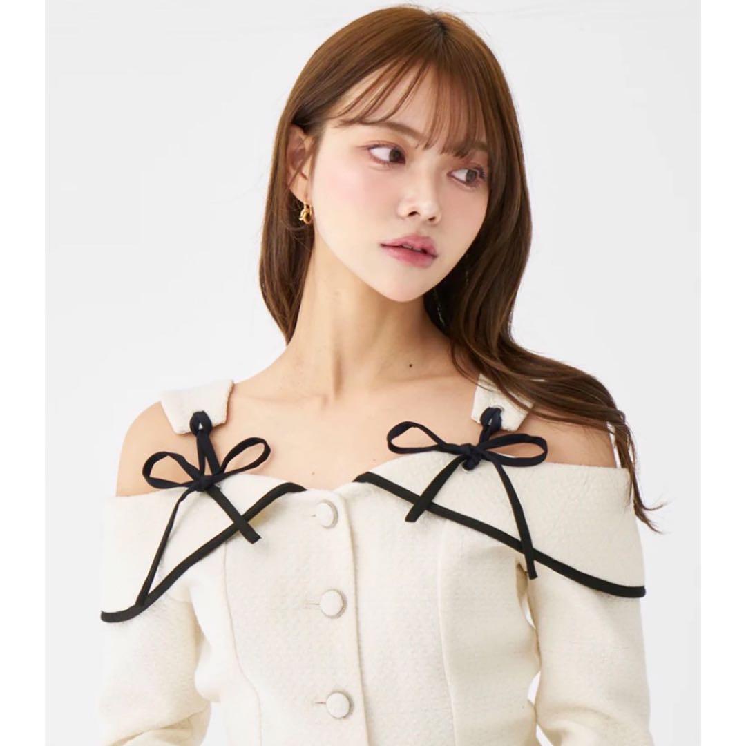 新品未開封 ダーリッチ ボンディングツイードオフショルチュニック　S