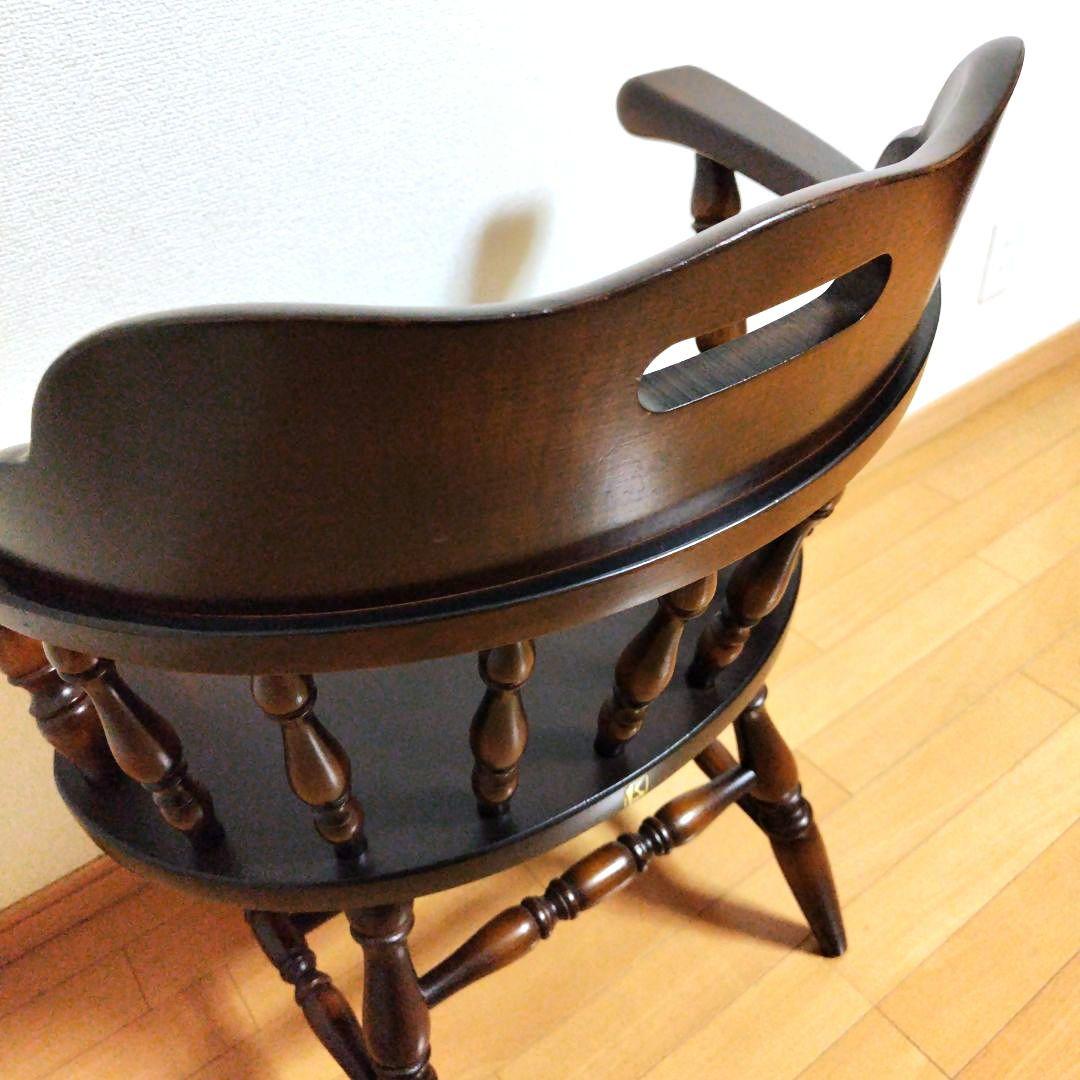 ◯飛騨産業 肘付ダイニングチェア【キツツキマーク】