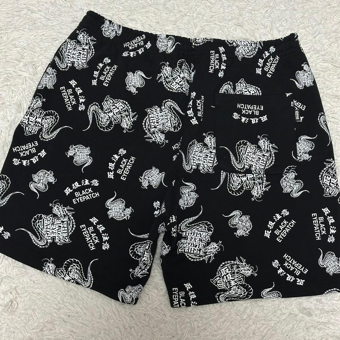 【極美品】 BLACK EYEPATCH 取扱注意 龍 スウェット ハーフパンツ