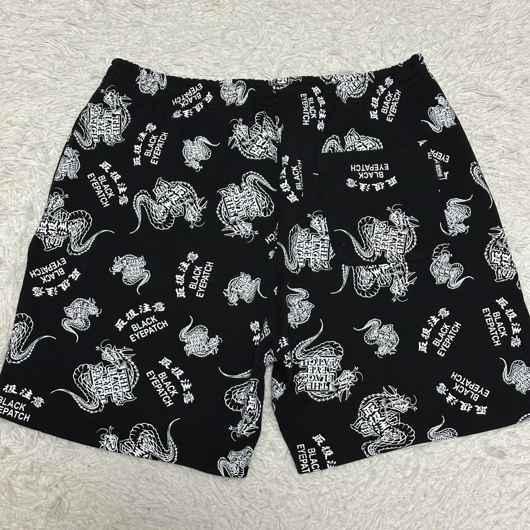 【極美品】 BLACK EYEPATCH 取扱注意 龍 スウェット ハーフパンツ