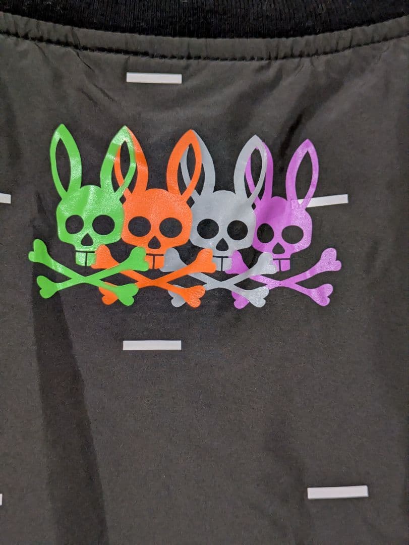 (美品) サイコバニー 2WAYダウンブルゾン 黒×白 総柄 袖着脱可