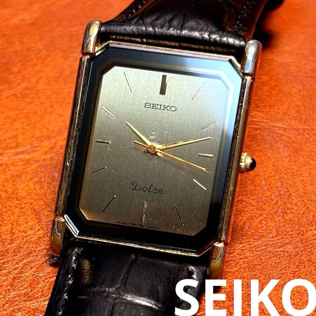 A86 希少 稼動品 SEIKO DOLCE スクエア型 80年代ヴィンテージ