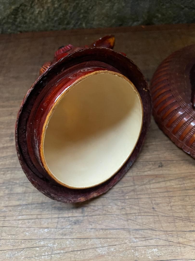 希少 1940's ヴィンテージ 上海伝統工芸 竹細工 雄鶏 ラタン オブジェ