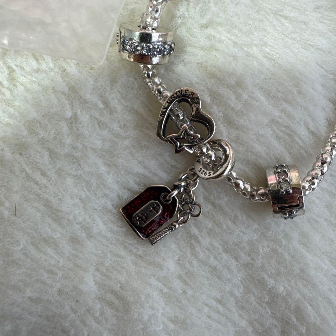 PANDORA シルバーバングル チャーム付き