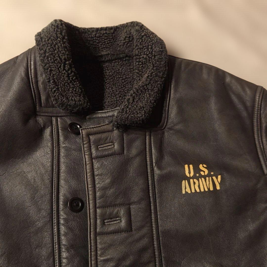 U.S. ARMY ミリタリージャケット レザー ブラック