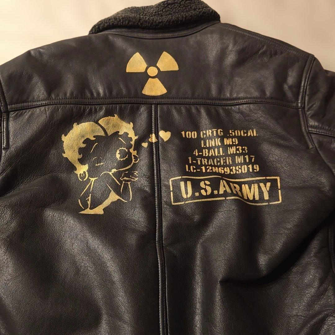 U.S. ARMY ミリタリージャケット レザー ブラック