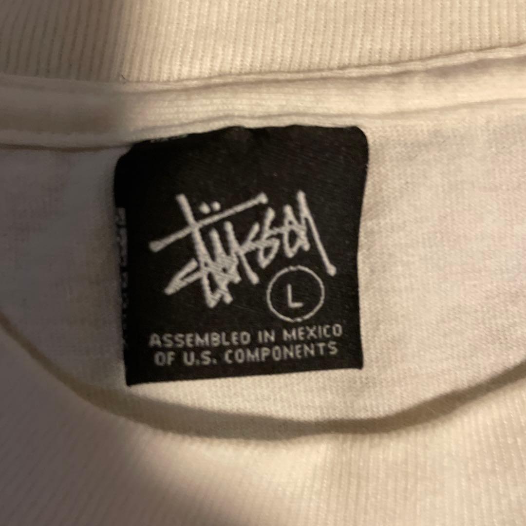 STUSSY 2000年以降黒タグ白色Tシャツ Lサイズ