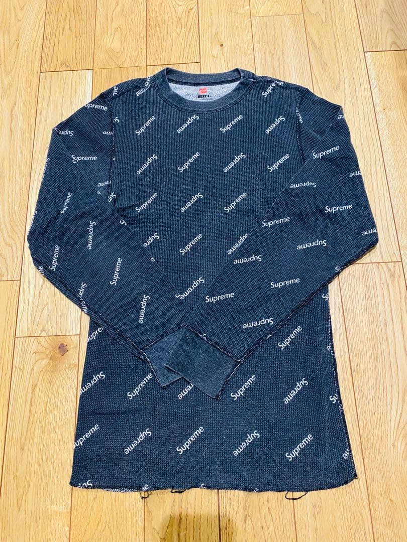 SUPREME Hanes Thermal Crew ヘインズ サーマル 黒赤