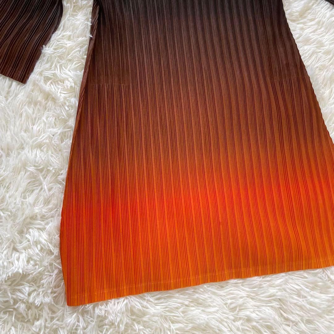 PLEATS PLEASE プリーツプリーズ　グラデーション　長袖　オレンジ
