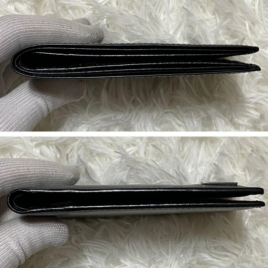 【未使用品】 グッチ　二つ折り 財布　シルバープレート　コンパクトウォレット　黒