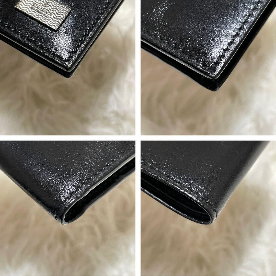 【未使用品】 グッチ　二つ折り 財布　シルバープレート　コンパクトウォレット　黒