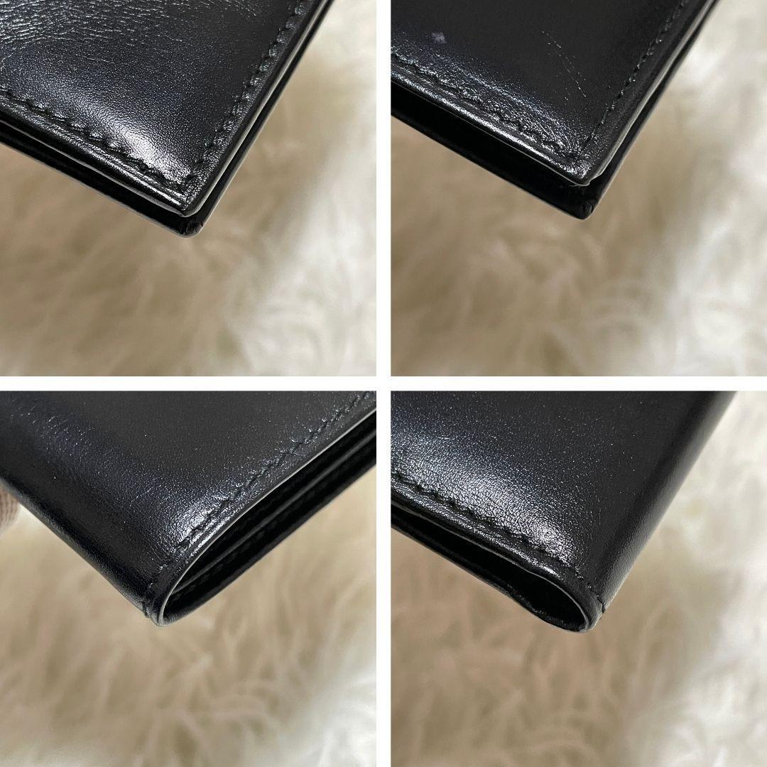 【未使用品】 グッチ　二つ折り 財布　シルバープレート　コンパクトウォレット　黒