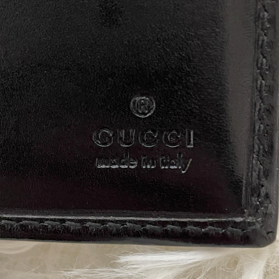 【未使用品】 グッチ　二つ折り 財布　シルバープレート　コンパクトウォレット　黒