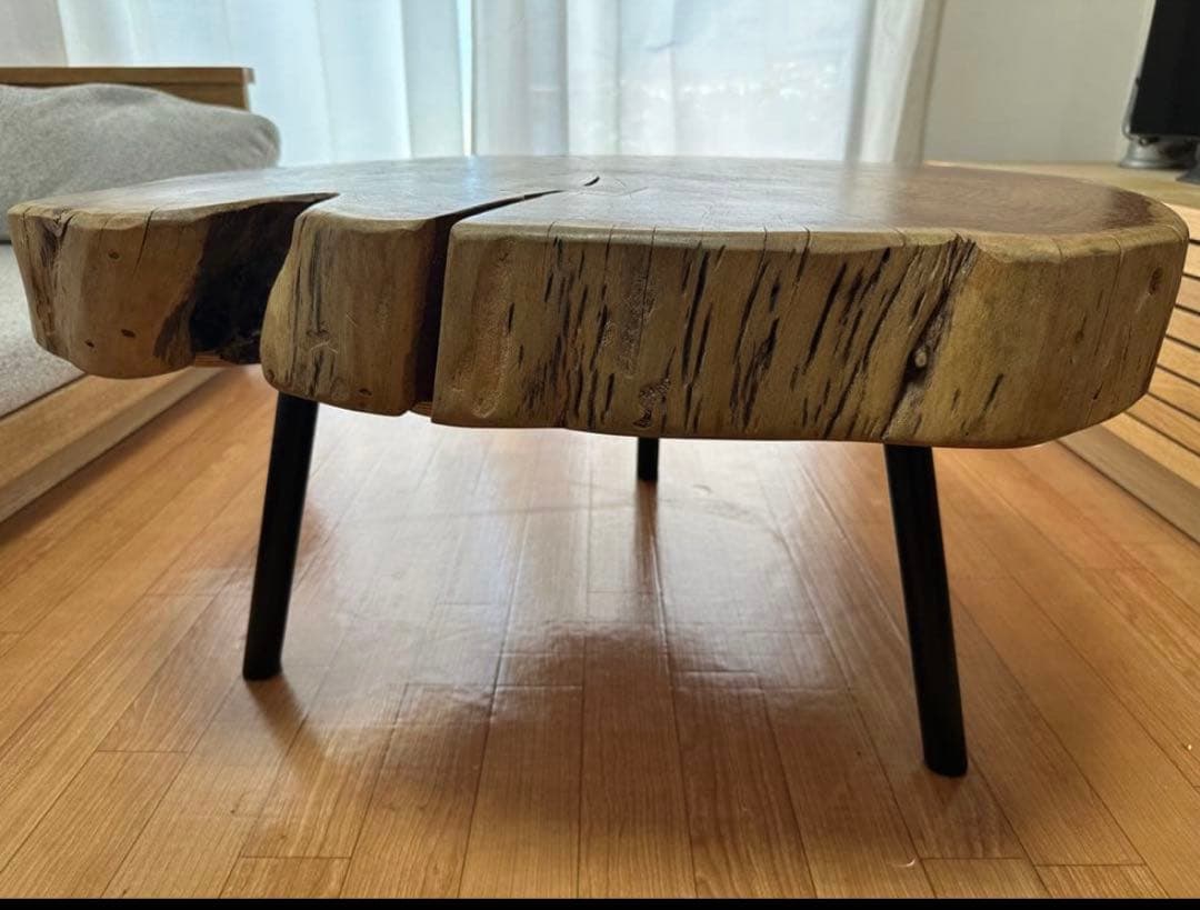 NOCE 80cm アカシア 一枚板 ローテーブル コーヒー カフェ 切株 天然