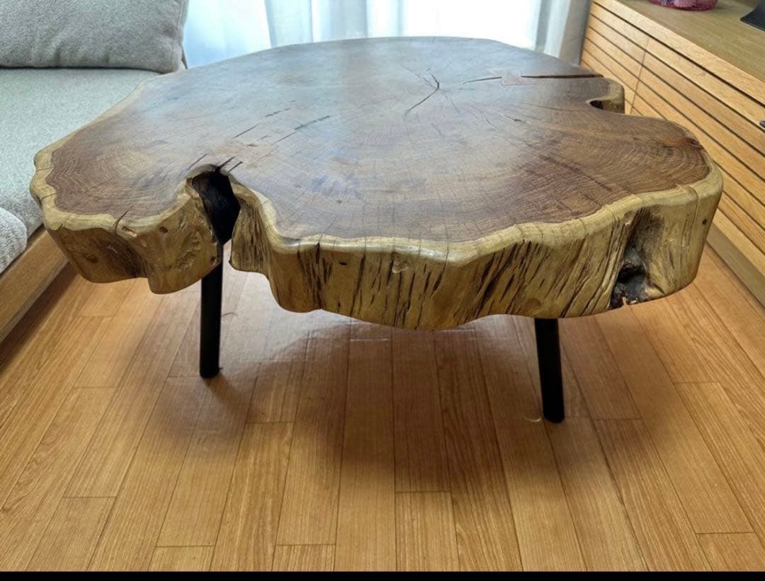 NOCE 80cm アカシア 一枚板 ローテーブル コーヒー カフェ 切株 天然