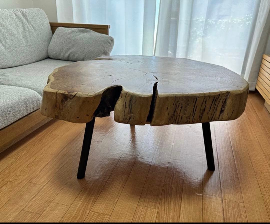 NOCE 80cm アカシア 一枚板 ローテーブル コーヒー カフェ 切株 天然