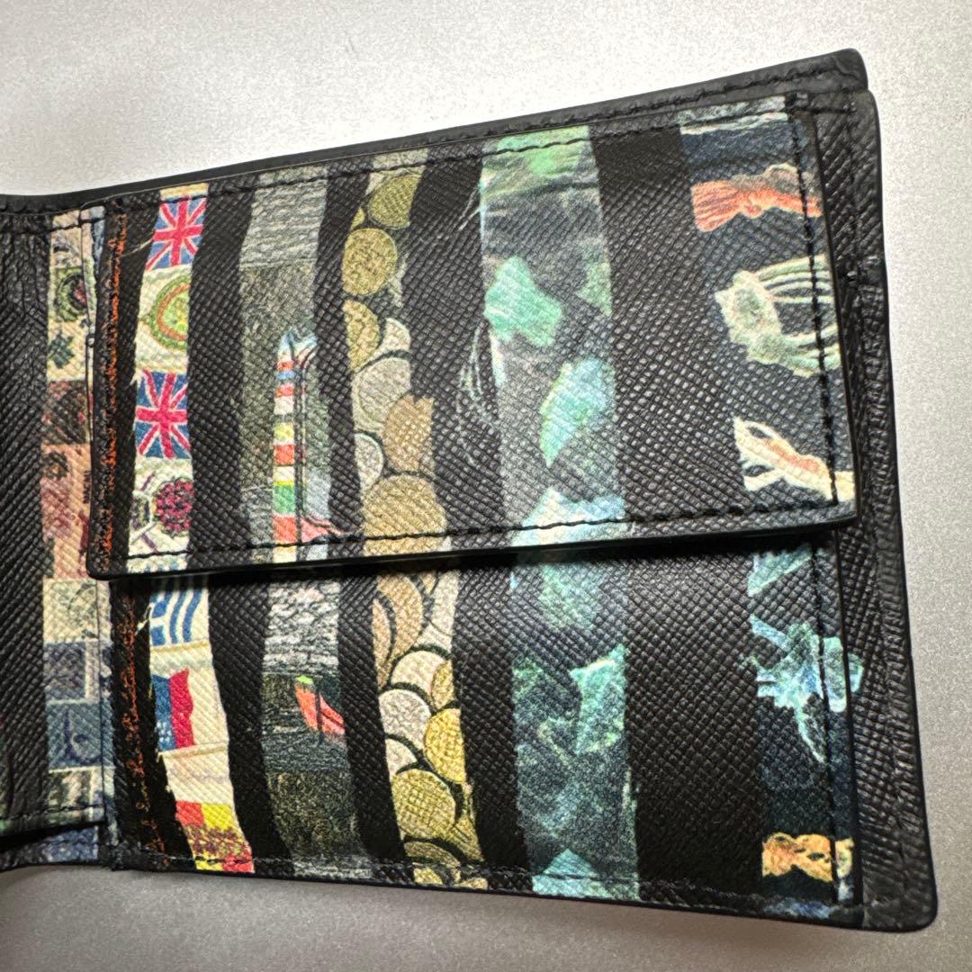 Paul Smithブラックレザー二つ折り財布 イタリア製