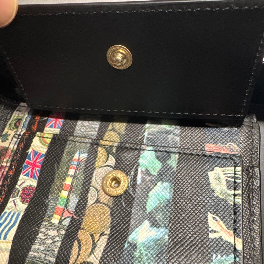 Paul Smithブラックレザー二つ折り財布 イタリア製