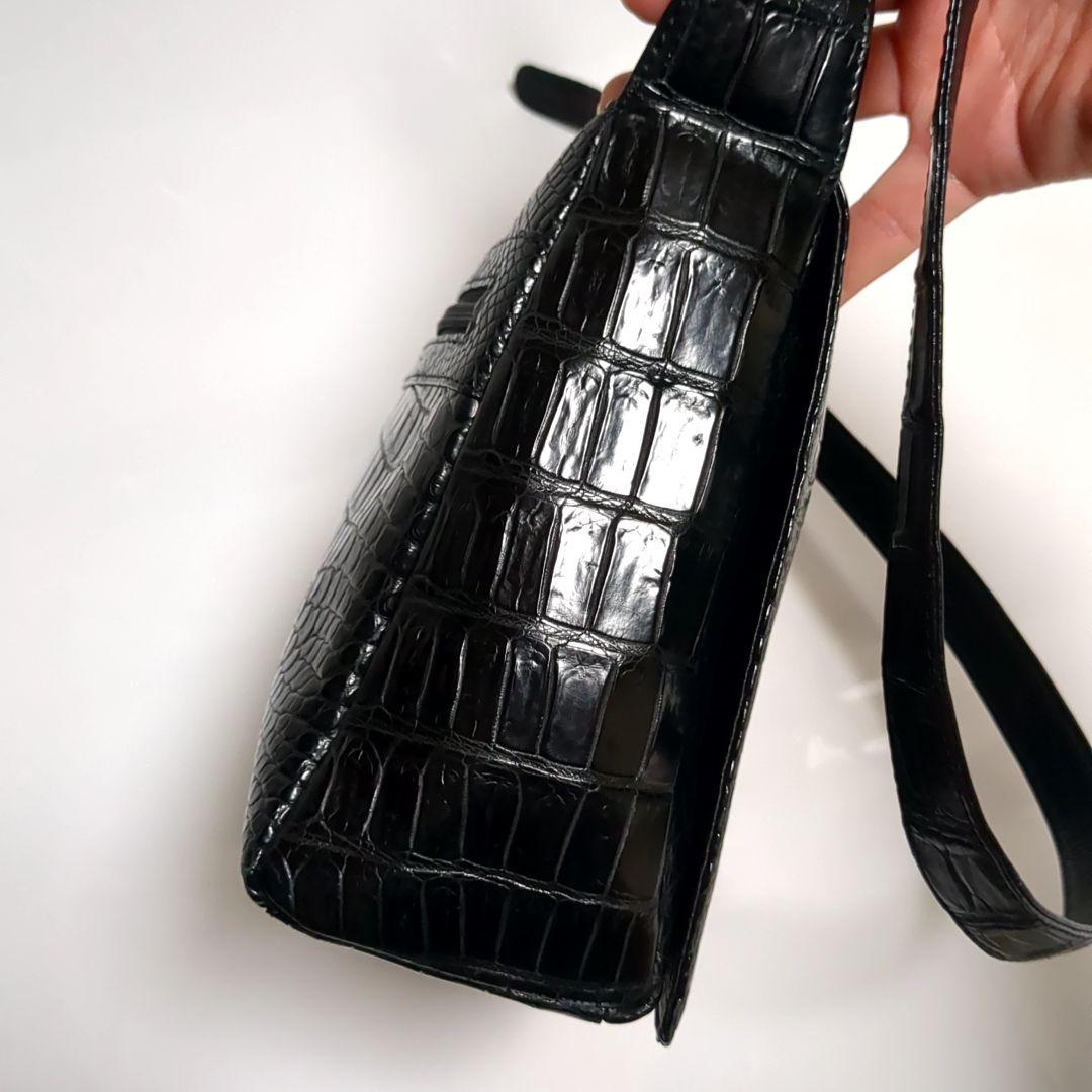 ✨美品✨JRA内タグ クロコダイル ショルダーバッグ センター取り ブラック