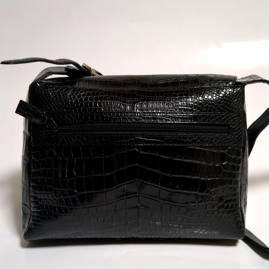 ✨美品✨JRA内タグ クロコダイル ショルダーバッグ センター取り ブラック