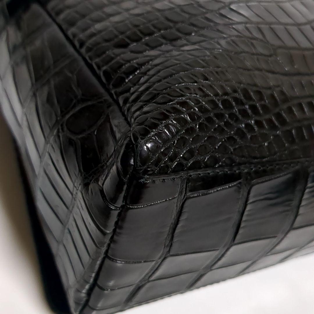 ✨美品✨JRA内タグ クロコダイル ショルダーバッグ センター取り ブラック