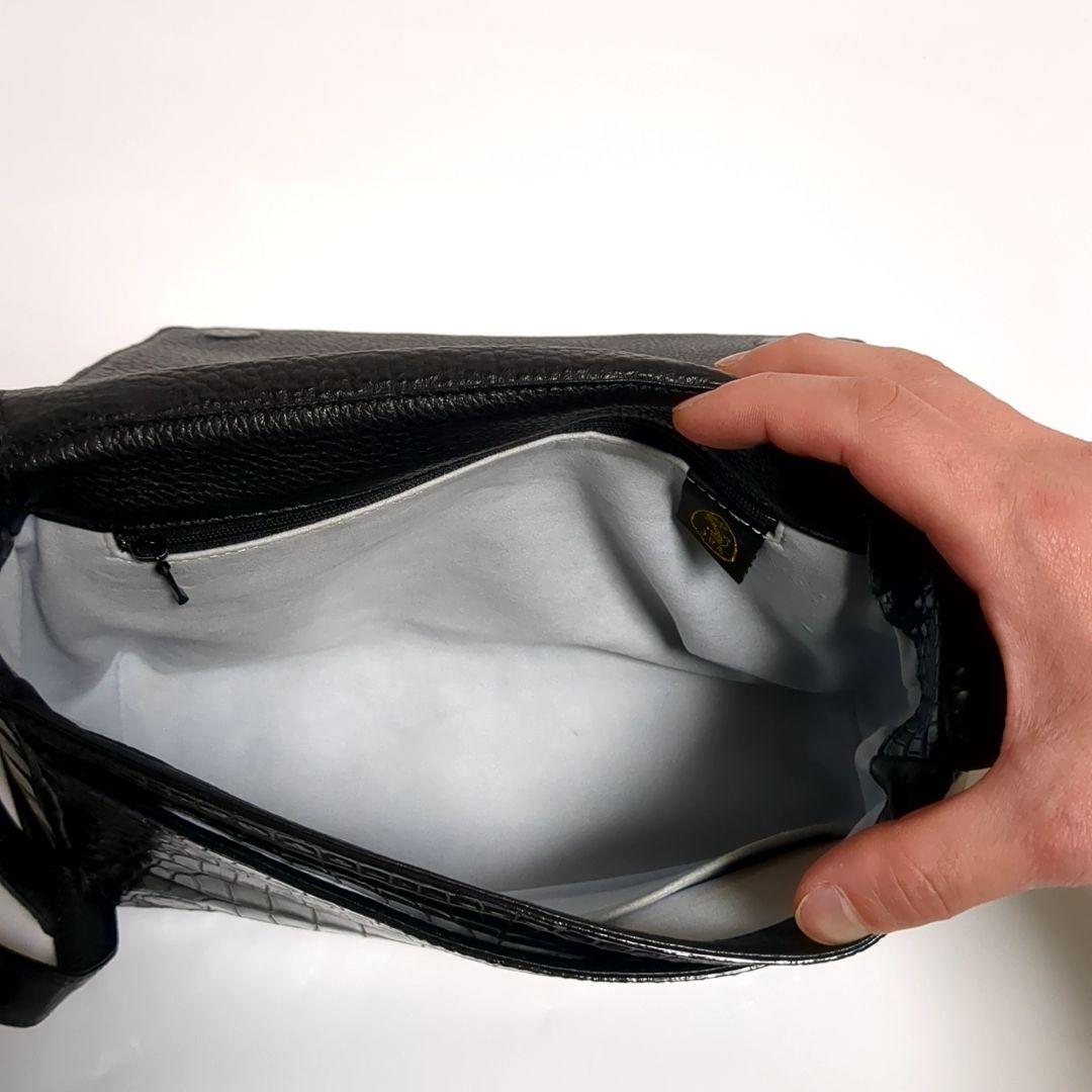 ✨美品✨JRA内タグ クロコダイル ショルダーバッグ センター取り ブラック