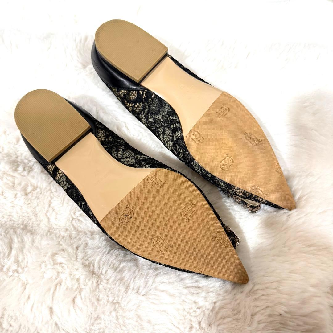 未使用PIPPICHIC レースビジュバックルバレエシューズ ブラック37