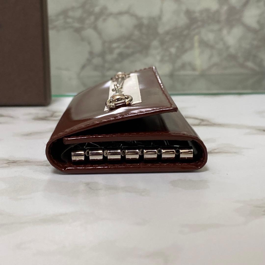 新品 未使用 GUCCI グッキーケース エナメル ホースビット ワインレッド