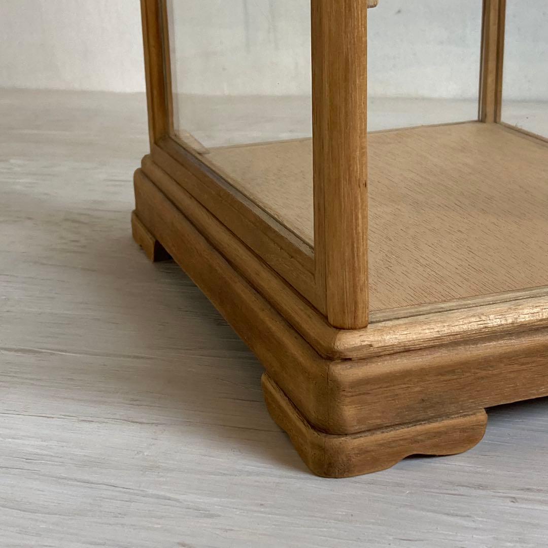 g308 古い木製 ガラスケース 3段 卓上 ショーケース 展示ケース 店舗什器